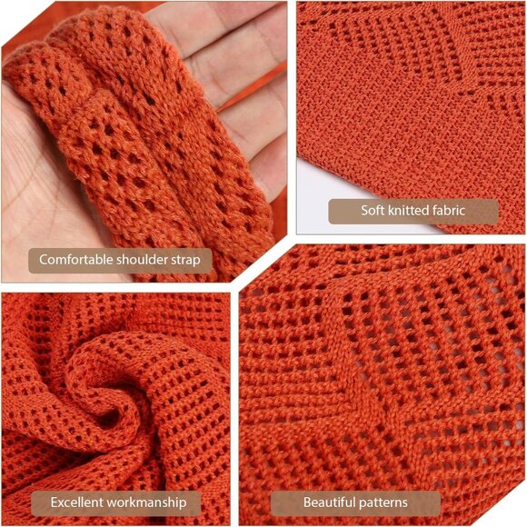 Women's Orange Shoulder Shopping Handbag Casual Travel Totes Fold Able Bags - Picture 3 of 7